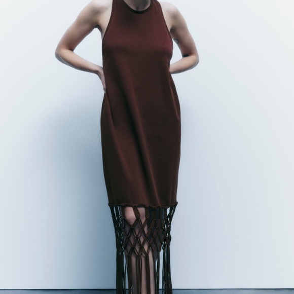 Zara Dresses & Skirts - Zara limited edition cotton fringe midi dress